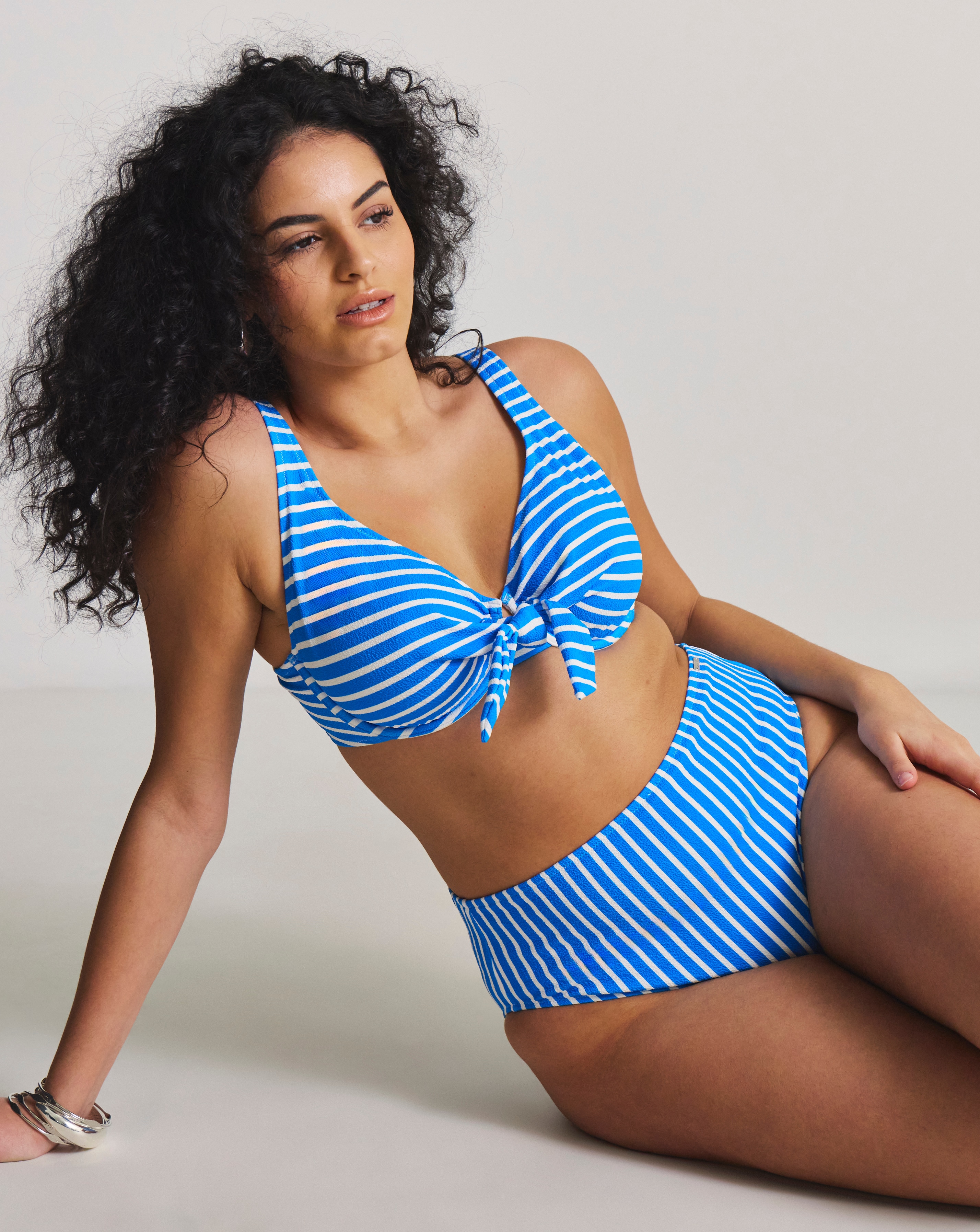 New In - High Waist Stripe Bikini Bottoms
