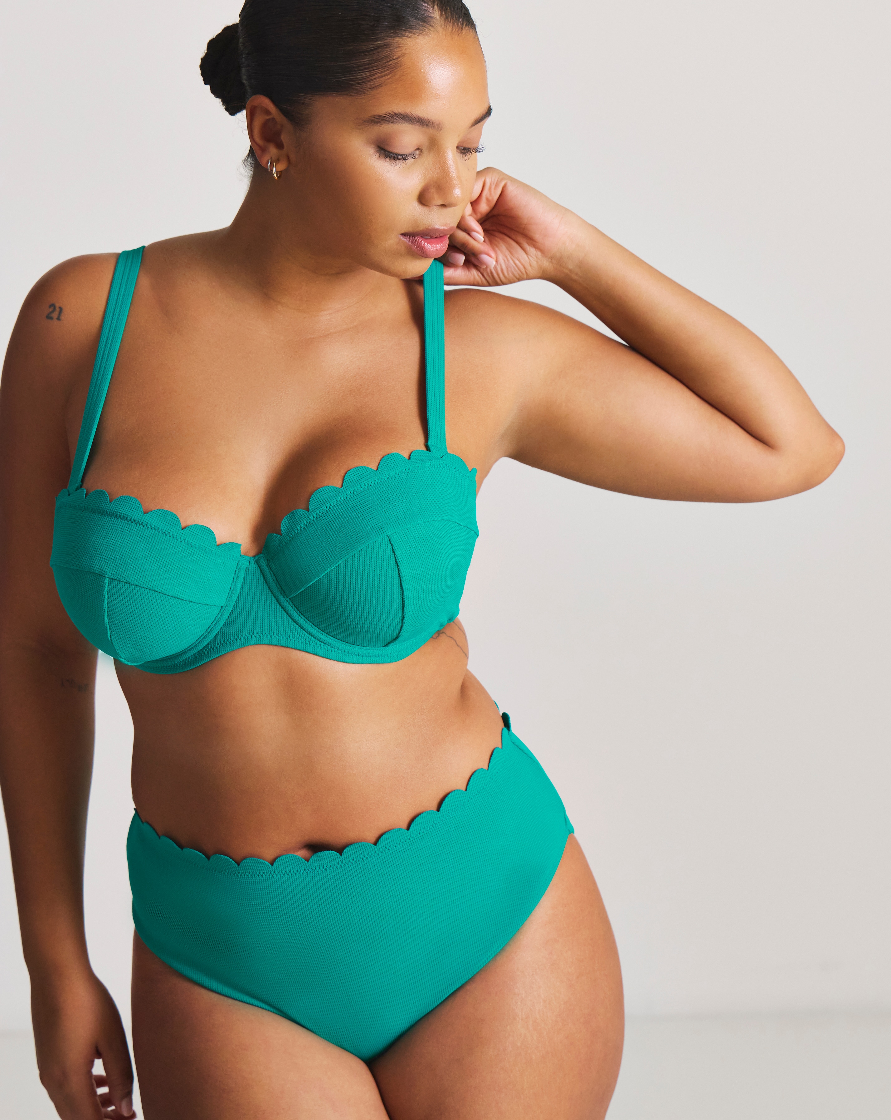 Scallop Edge High Waist Bikini Bottoms