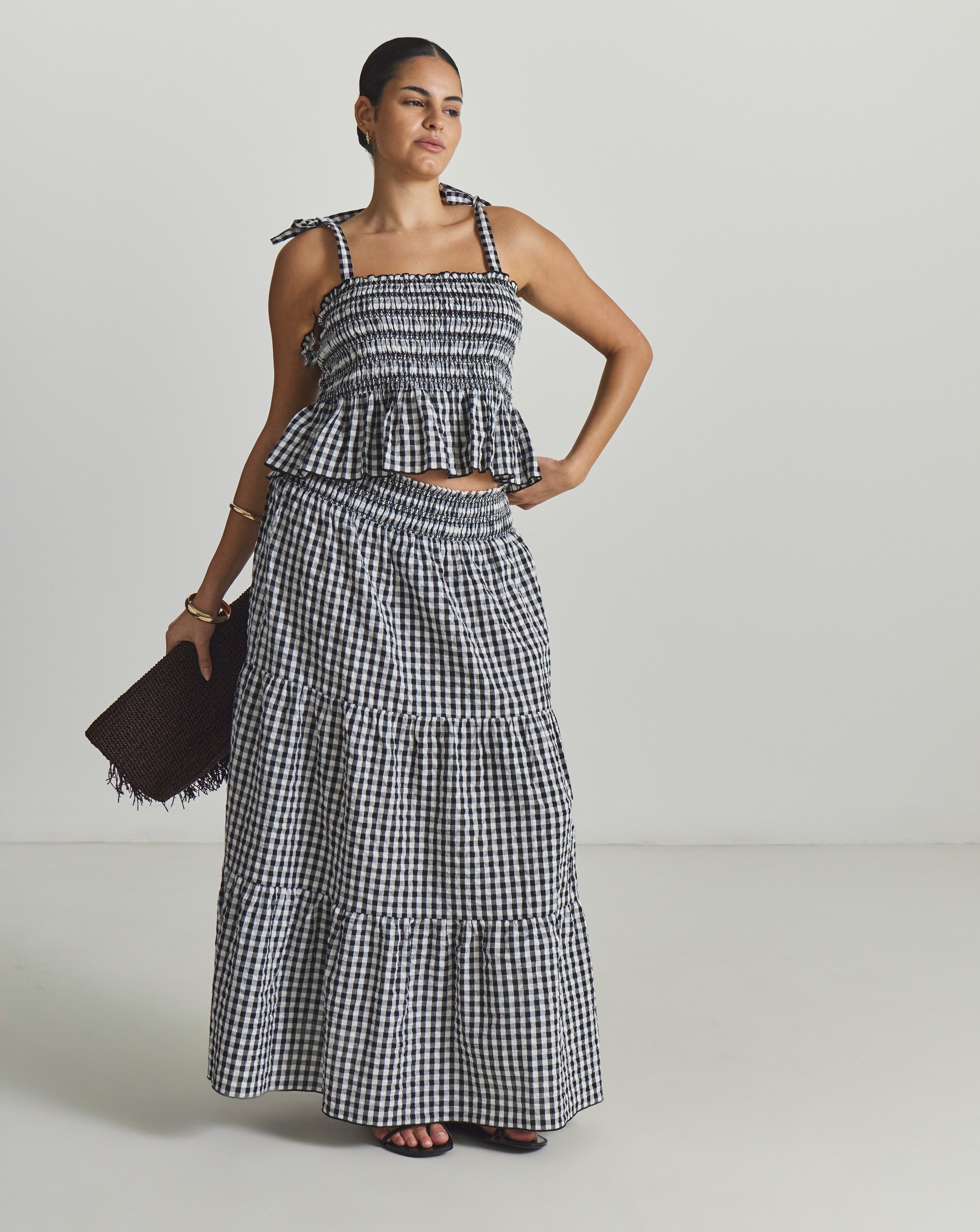 New In - Gingham Beach Skirt And Top Co-Ord