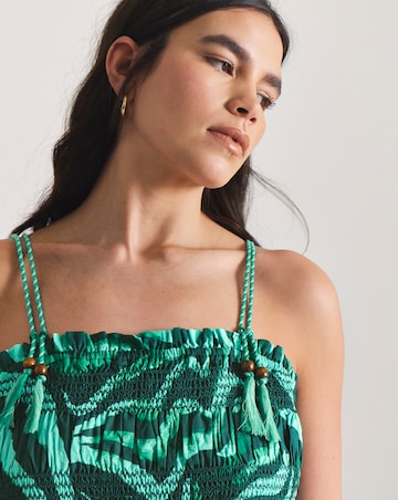 Shirred Floral Maxi Beach Dress