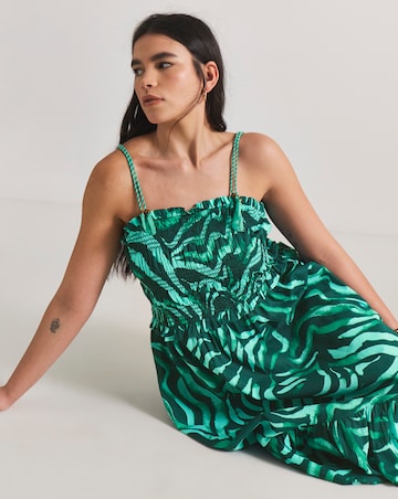 Shirred Floral Maxi Beach Dress