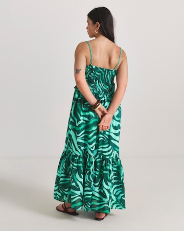 Shirred Floral Maxi Beach Dress