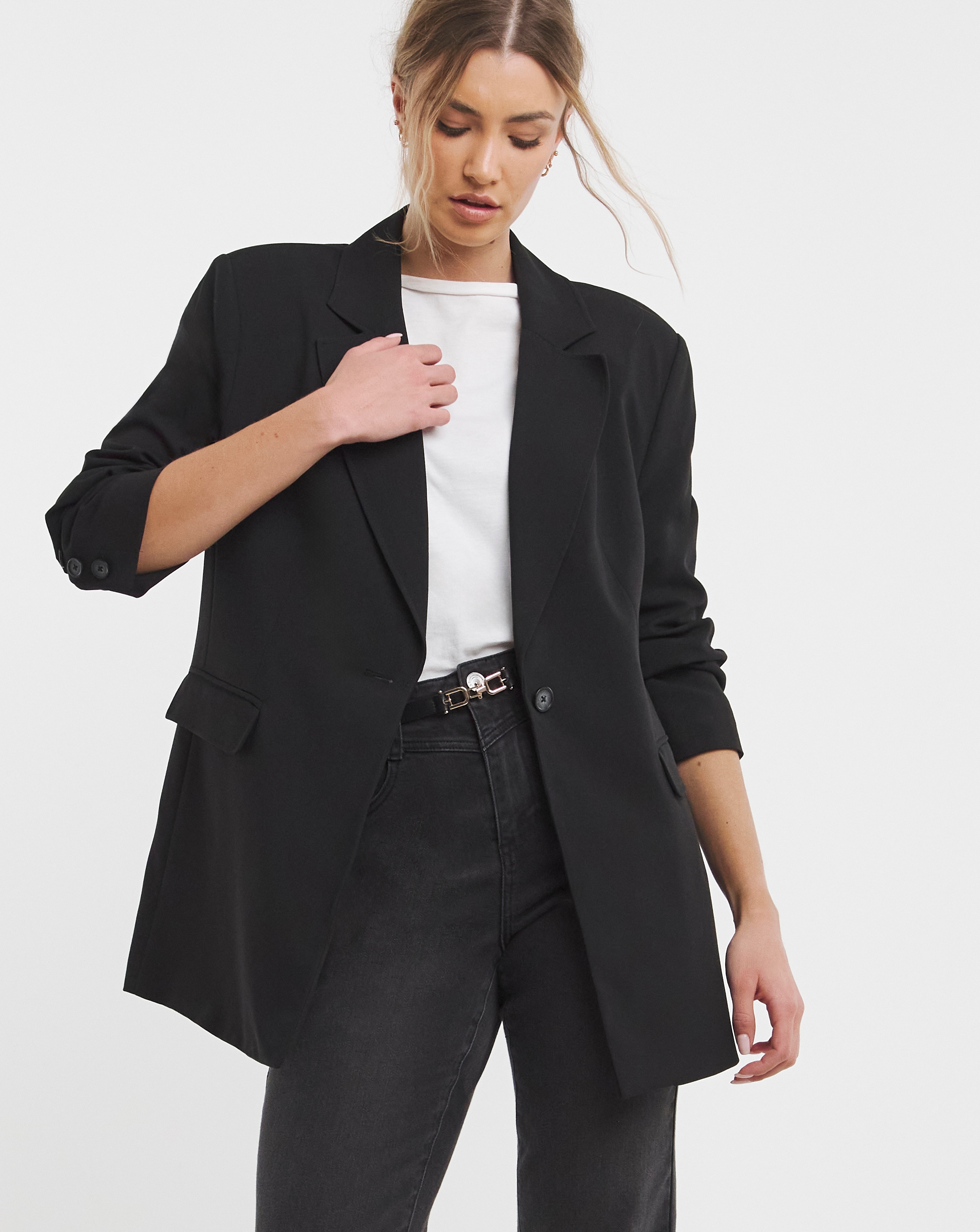 Black Oversized Single Breasted Blazer