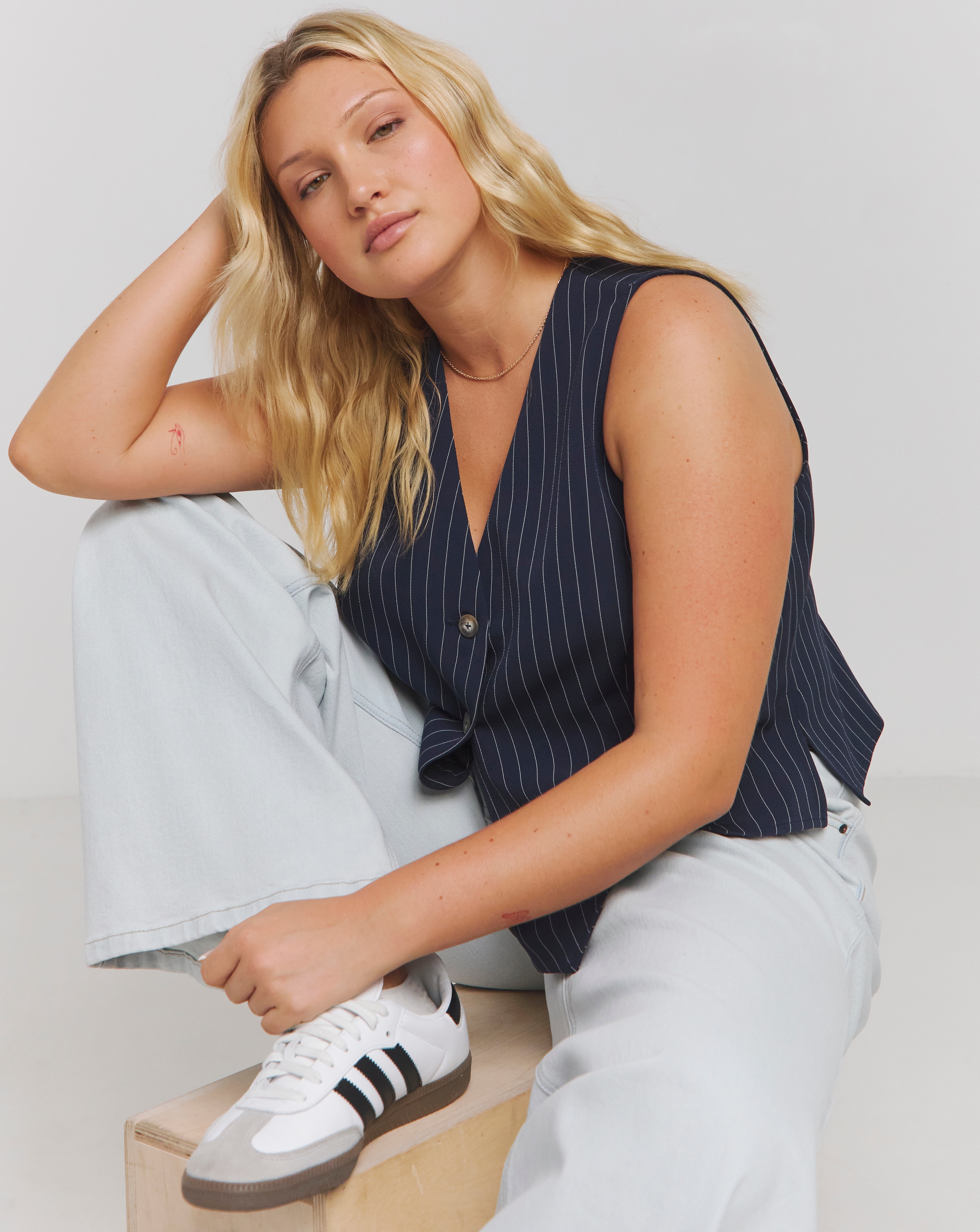 Blue Pinstripe Tailored Waistcoat