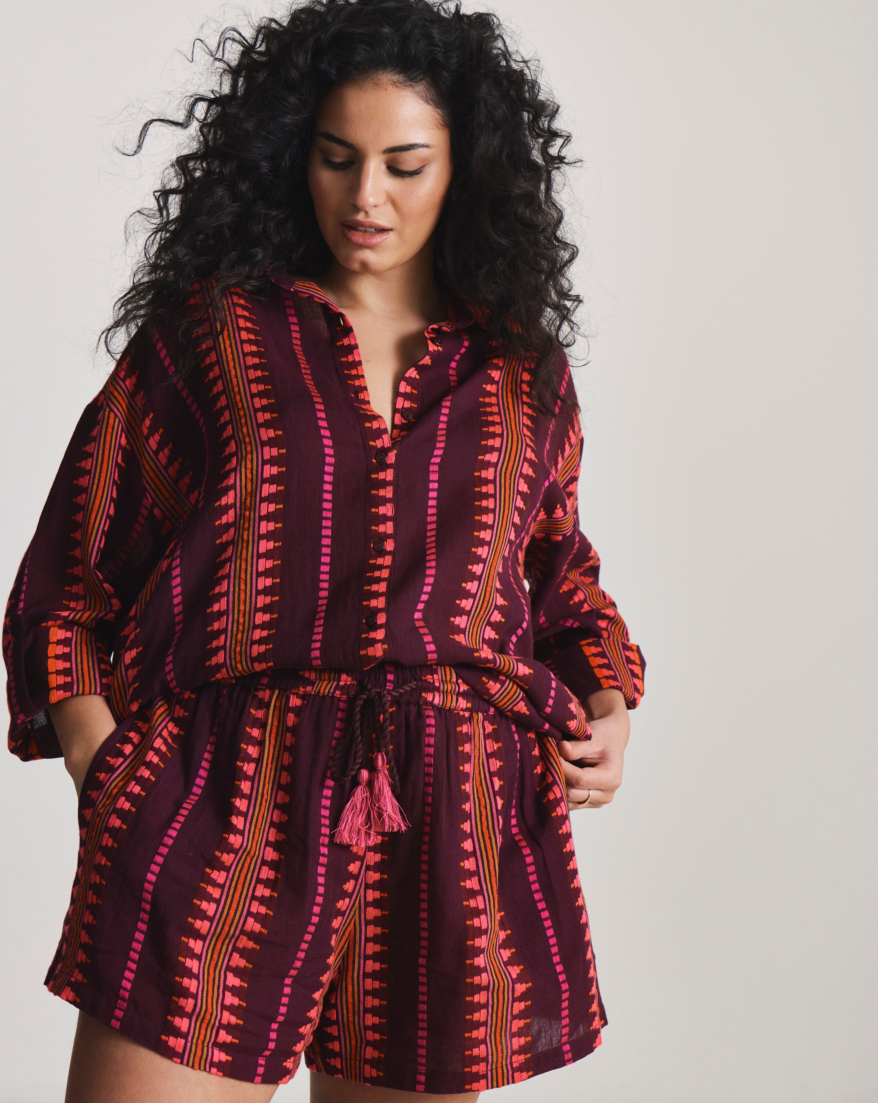 New In - Jacquard Shirt And Short Beach Coord
