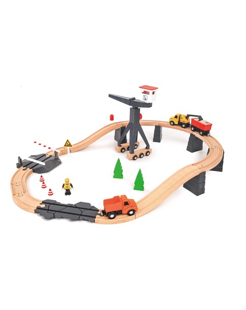 New In - Wooden Construction Yard Train Set