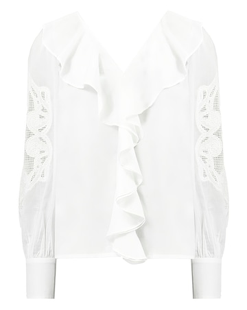 Ro&Zo Embroidered Mesh Sleeved Blouse
