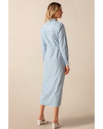 Ro&Zo Ruched Striped Shirt Dress