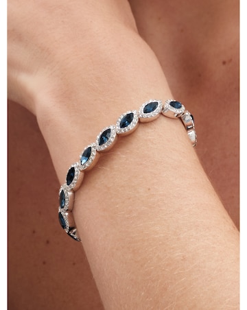 Jon Richard Silver Plated Blue Crystal Navette Stretch Bracelet