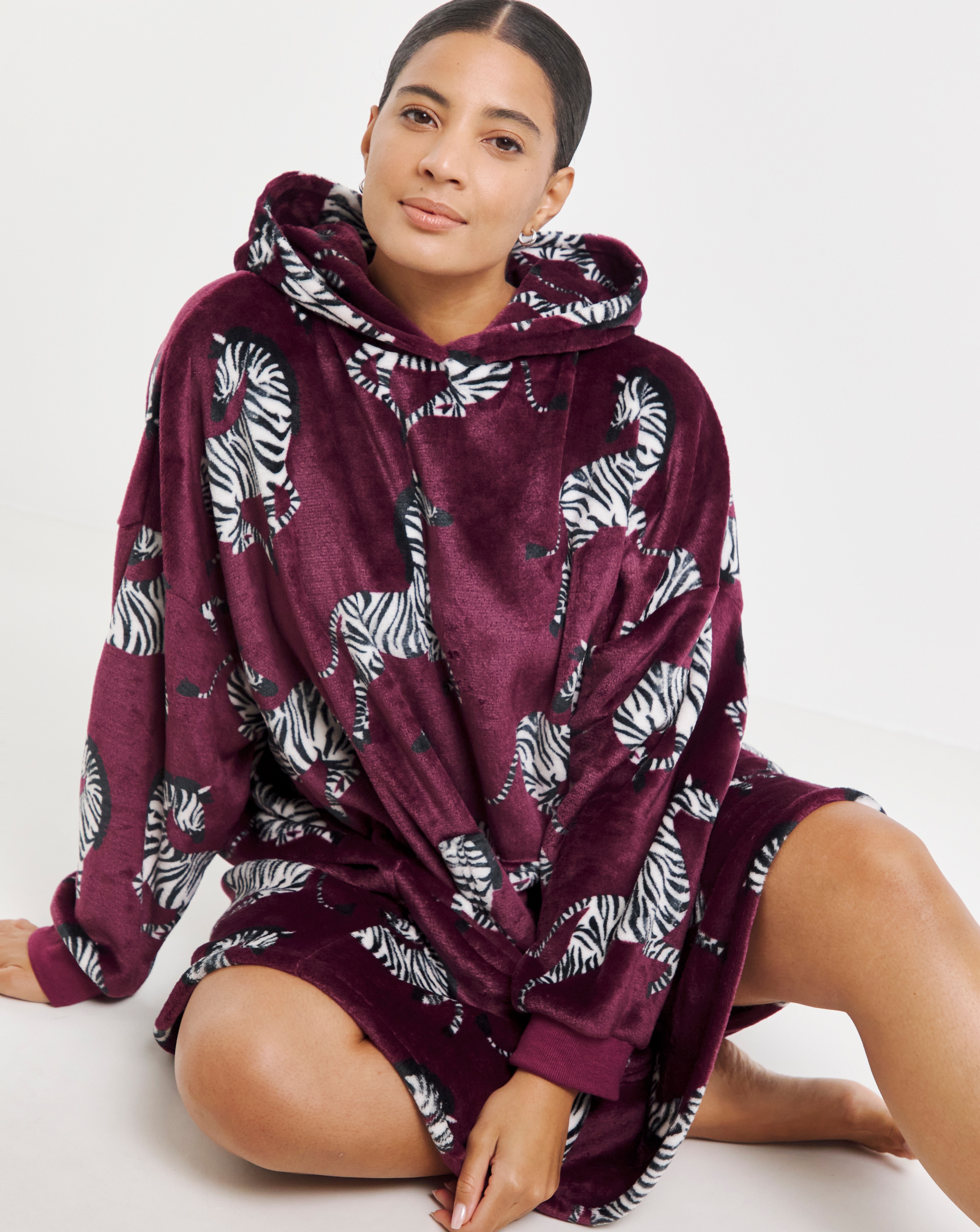 Zebra Print Hooded Lounge Dress