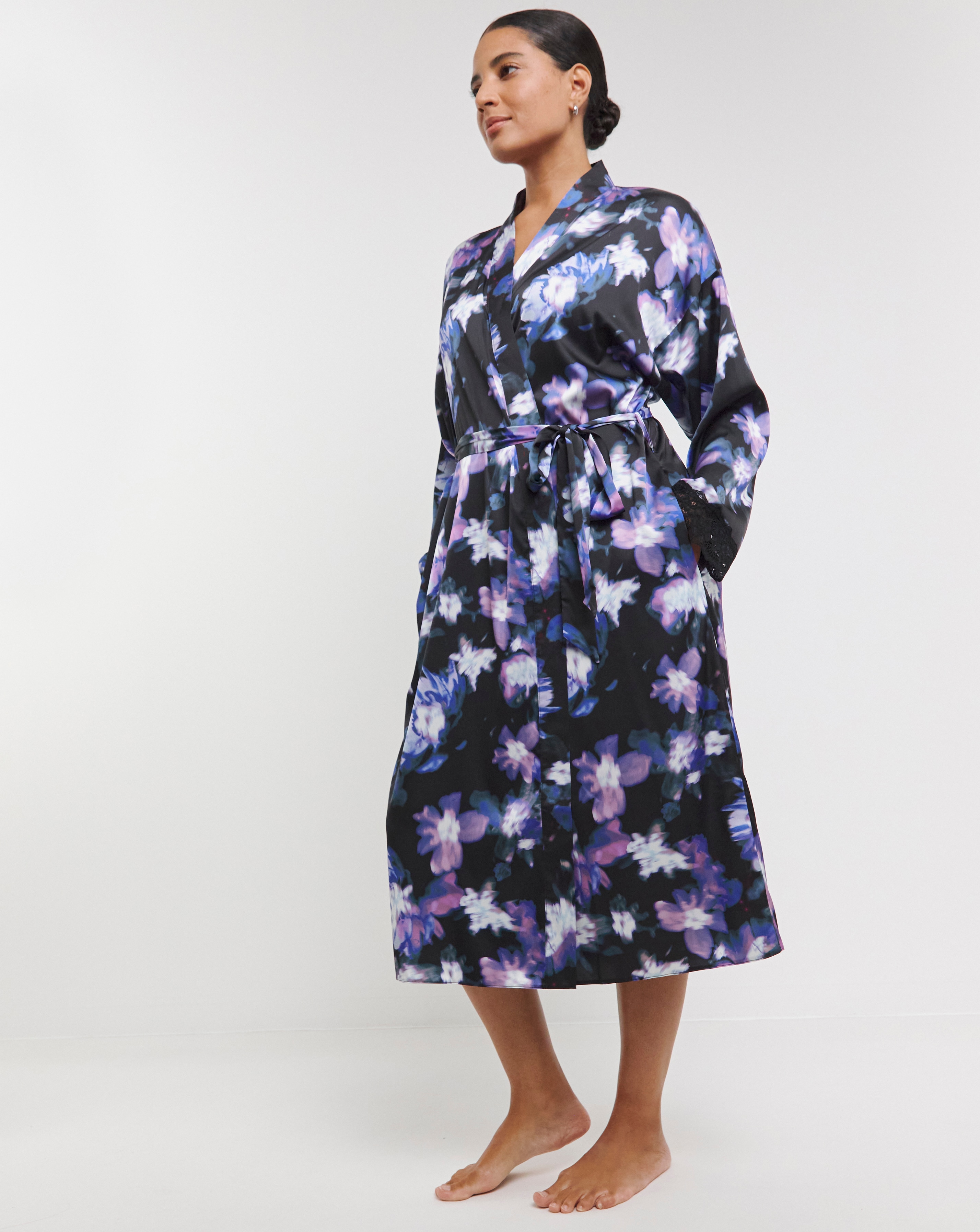 Figleaves Stretch Satin Kimono Gown