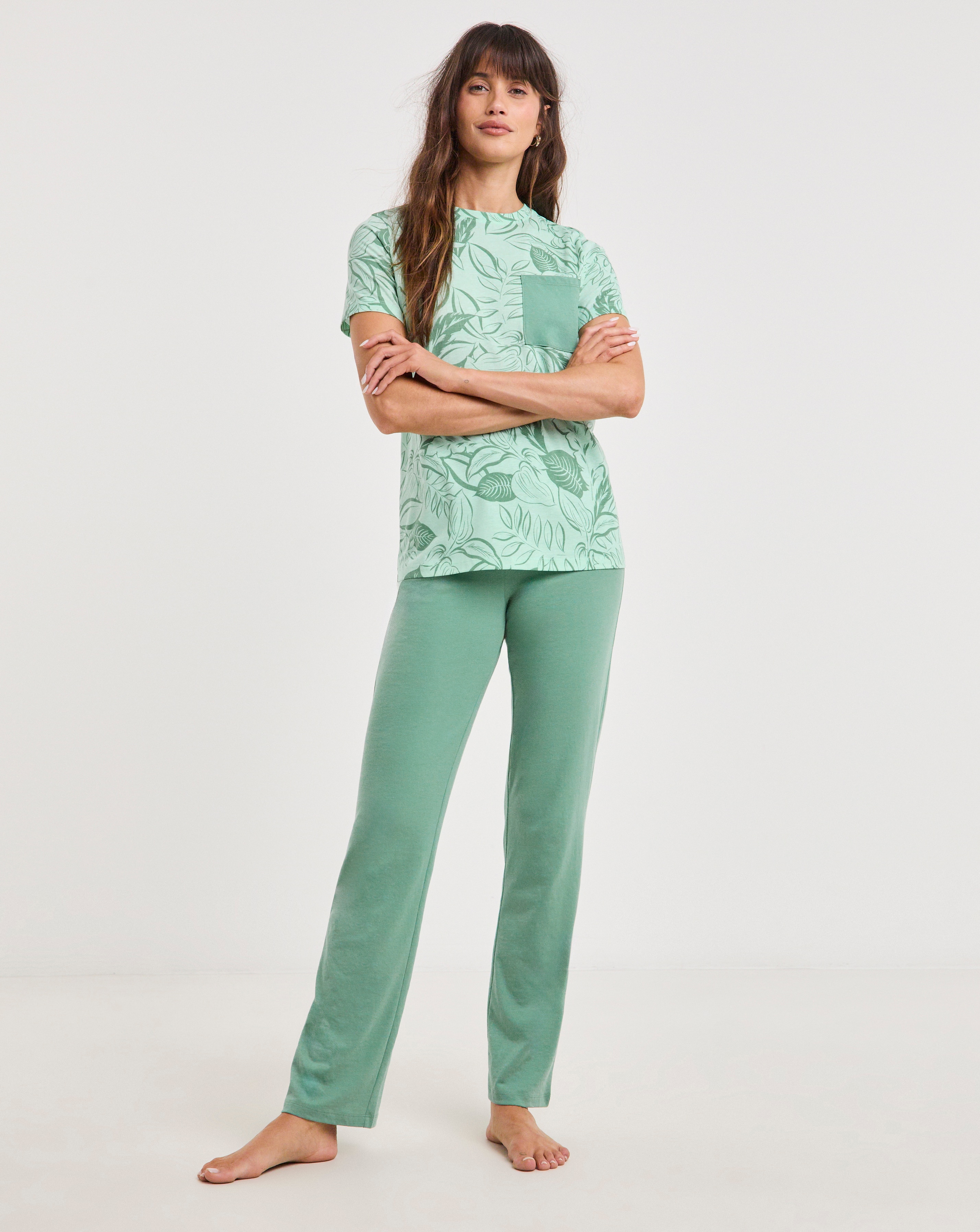 Value Pyjama Set Leaf Print