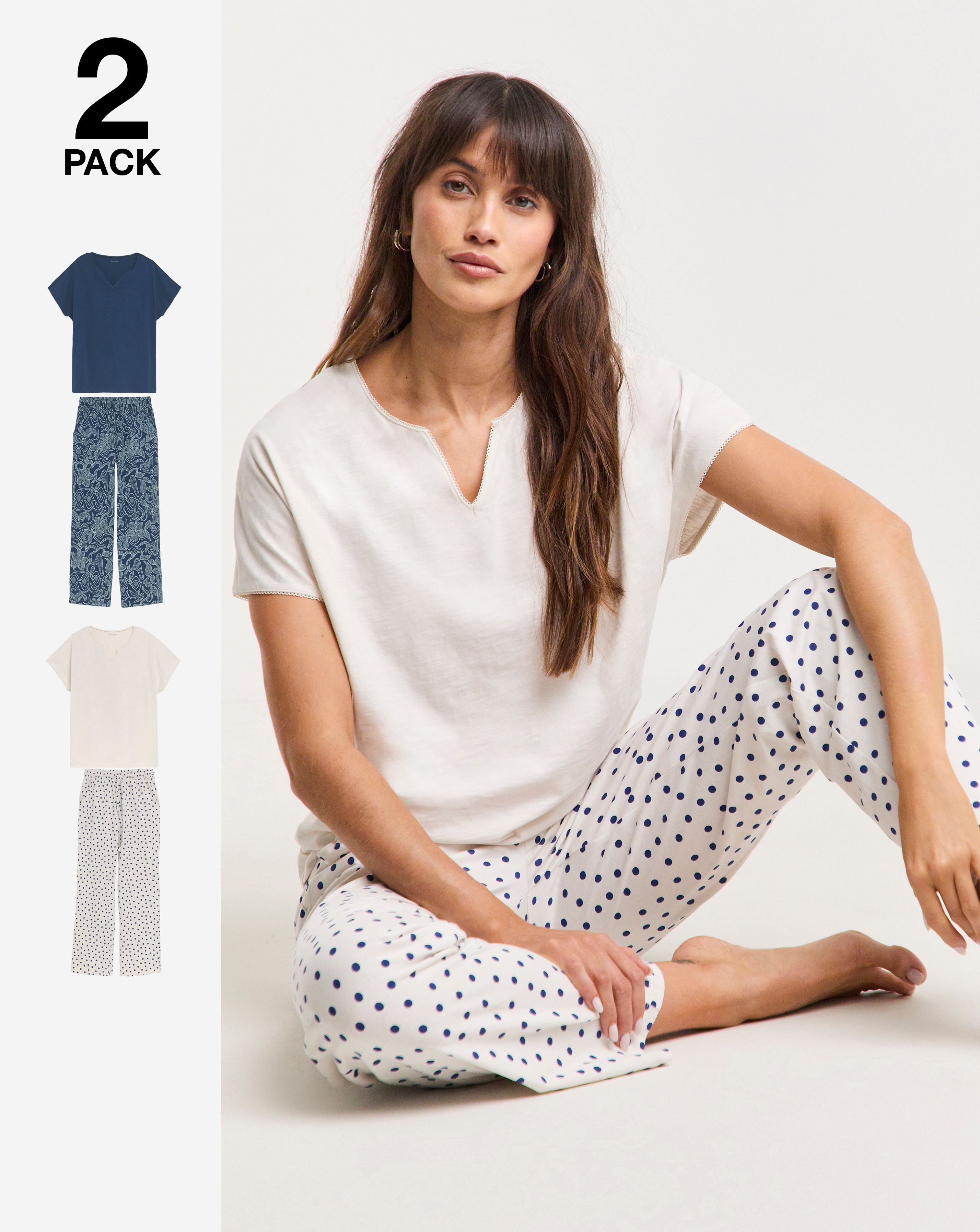 2 Pack Cotton Top Pyjama Sets