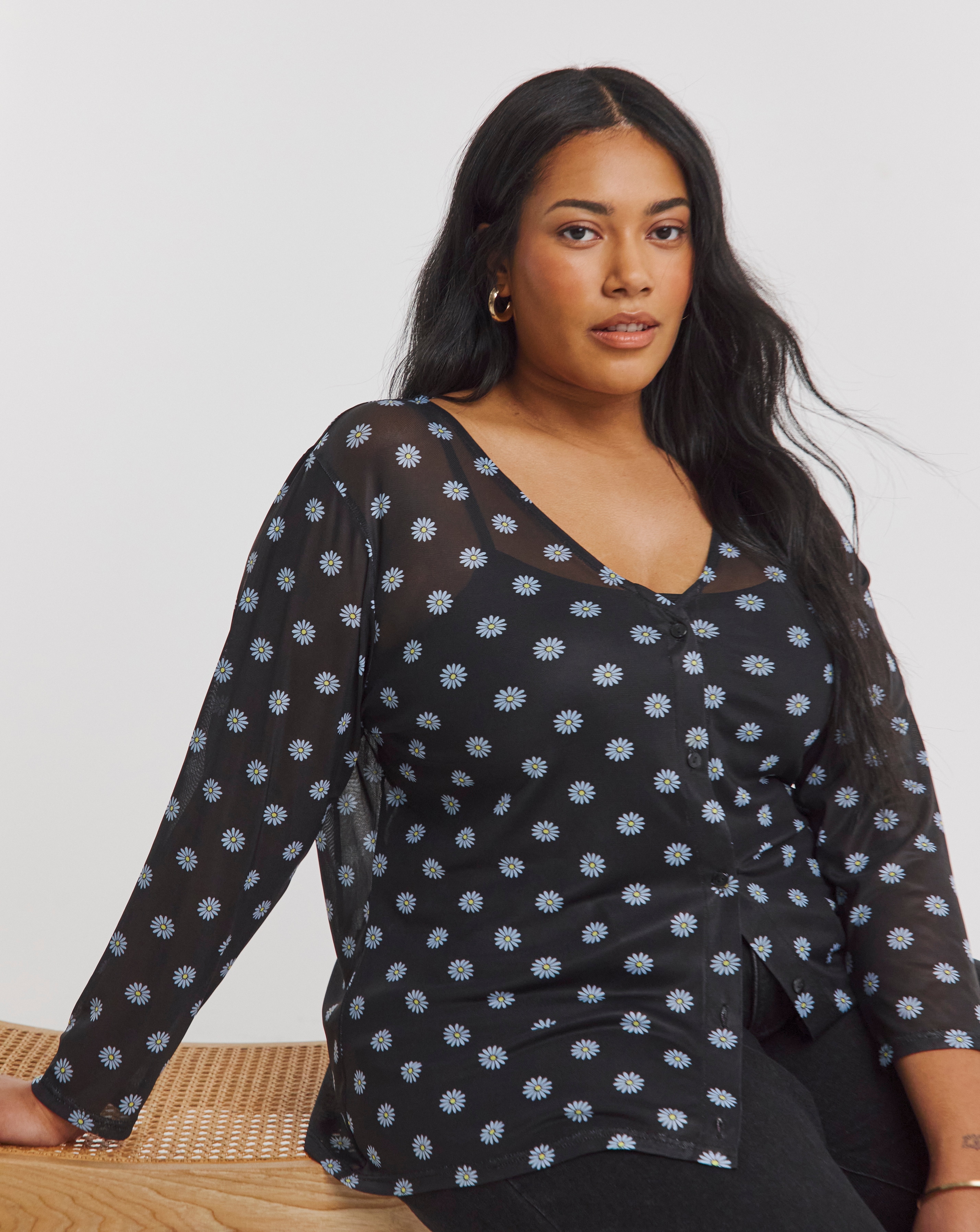 Simply Be Mesh Button Through Cardi