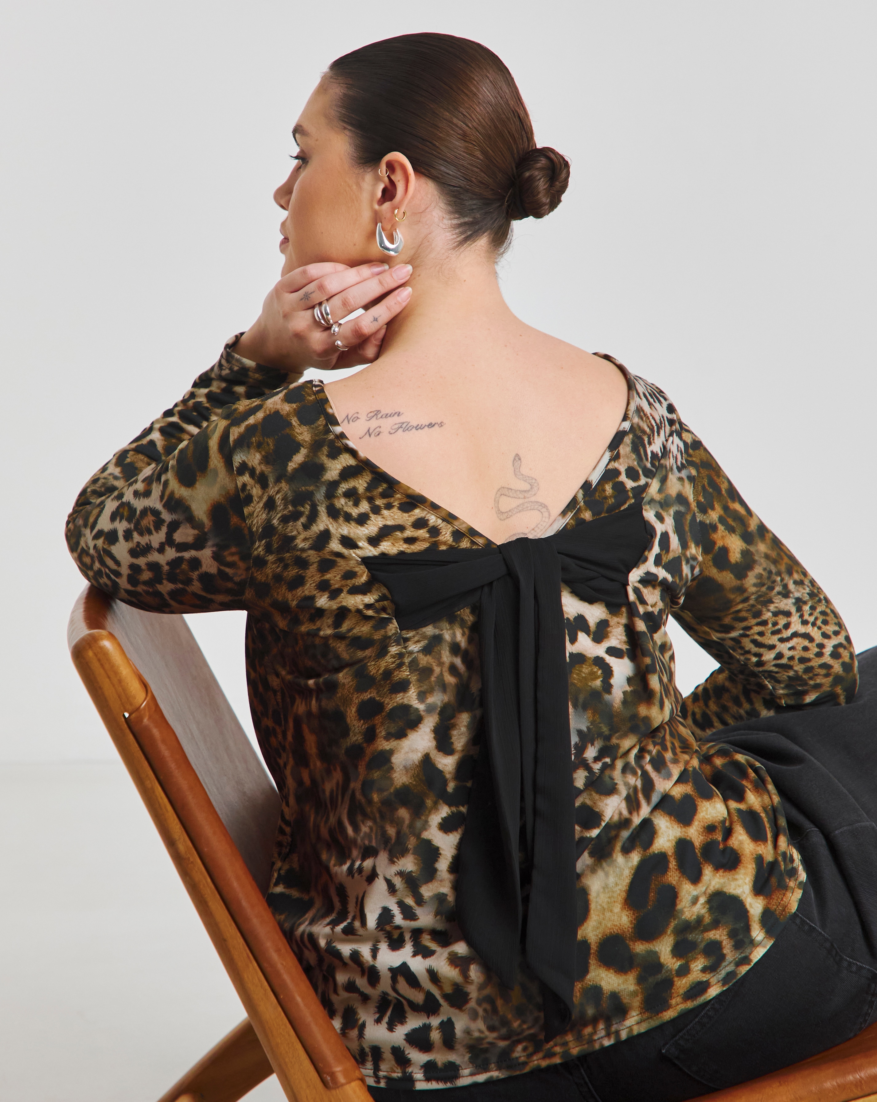 Simply Be Leopard Bow Back Top