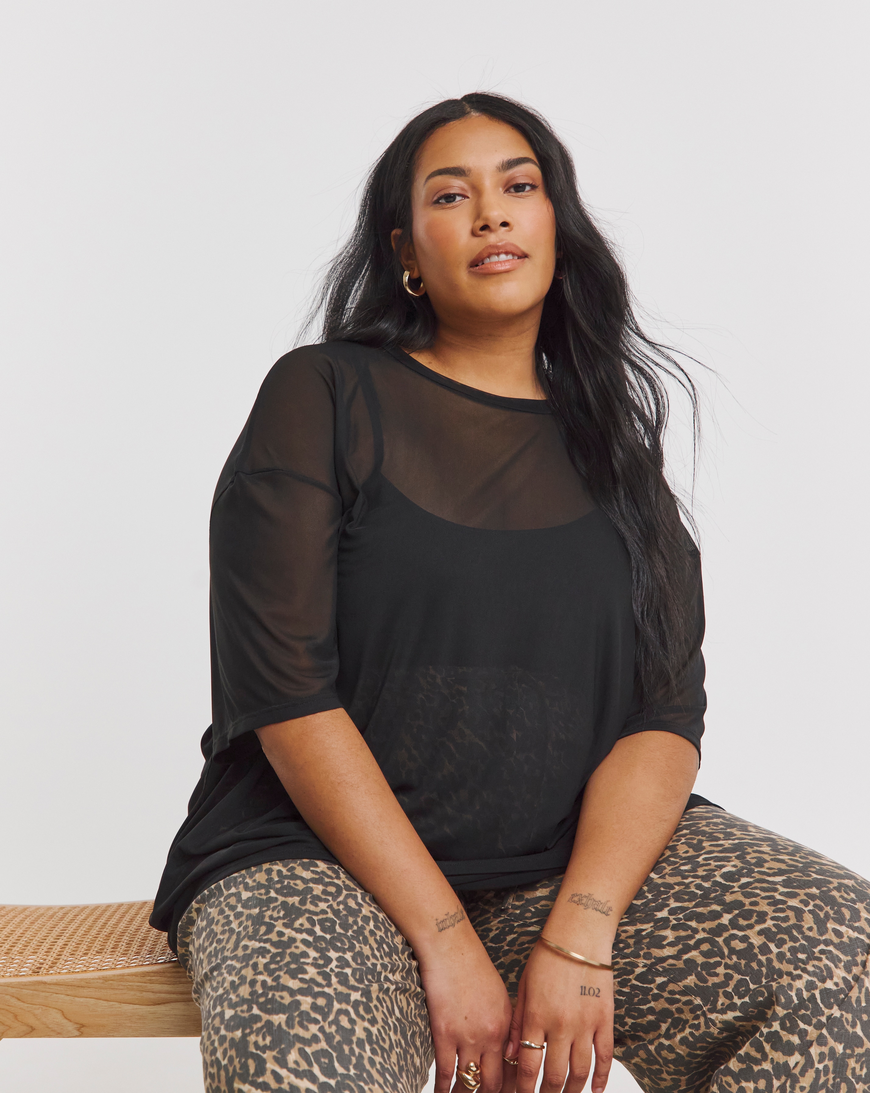 Simply Be Mesh Oversized T-Shirt