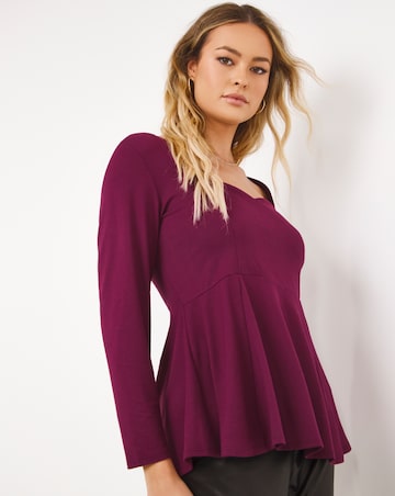 Plum Supersoft Sweetheart Neck Top