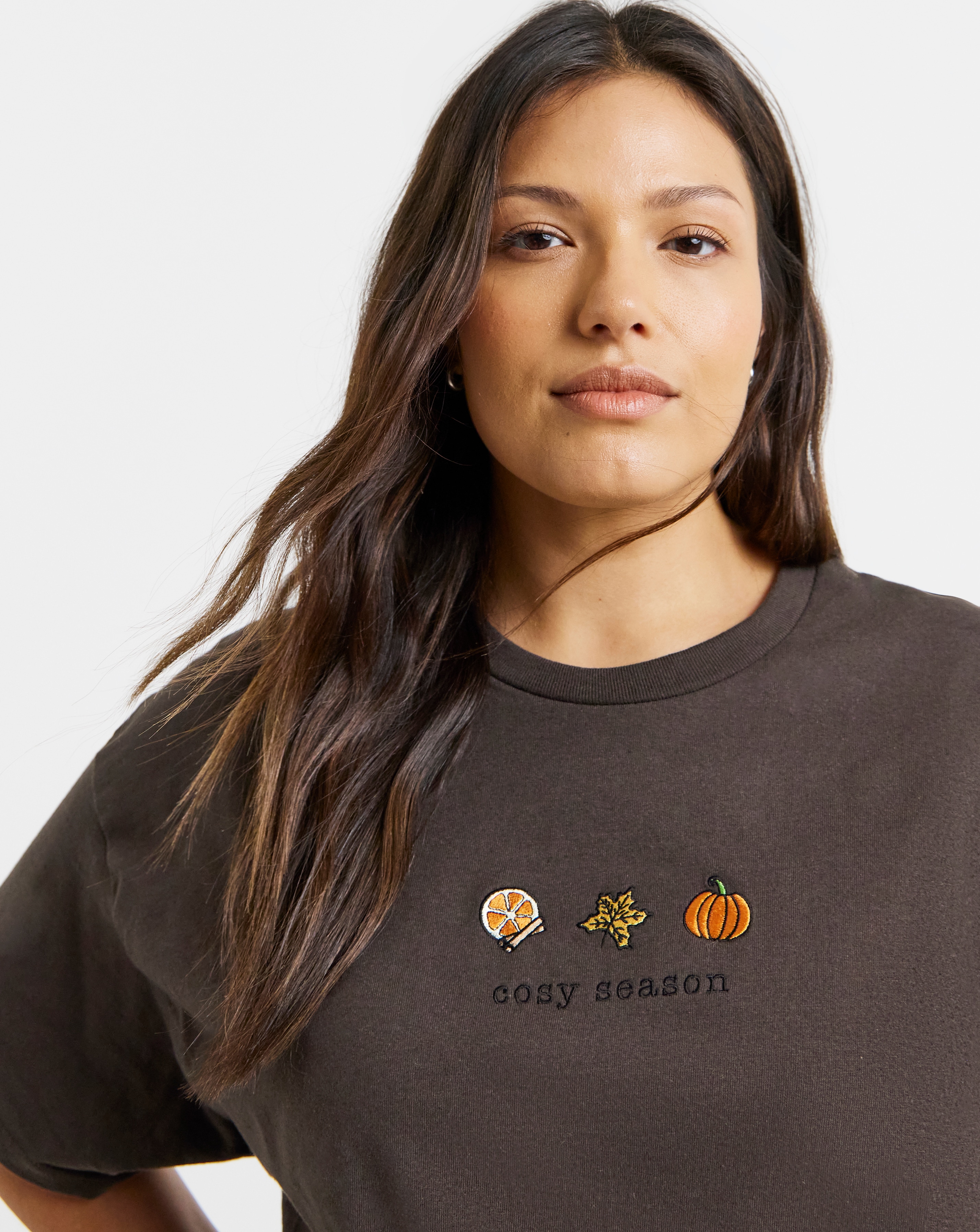 Cosy Season Autumn Embroidery T-Shirt