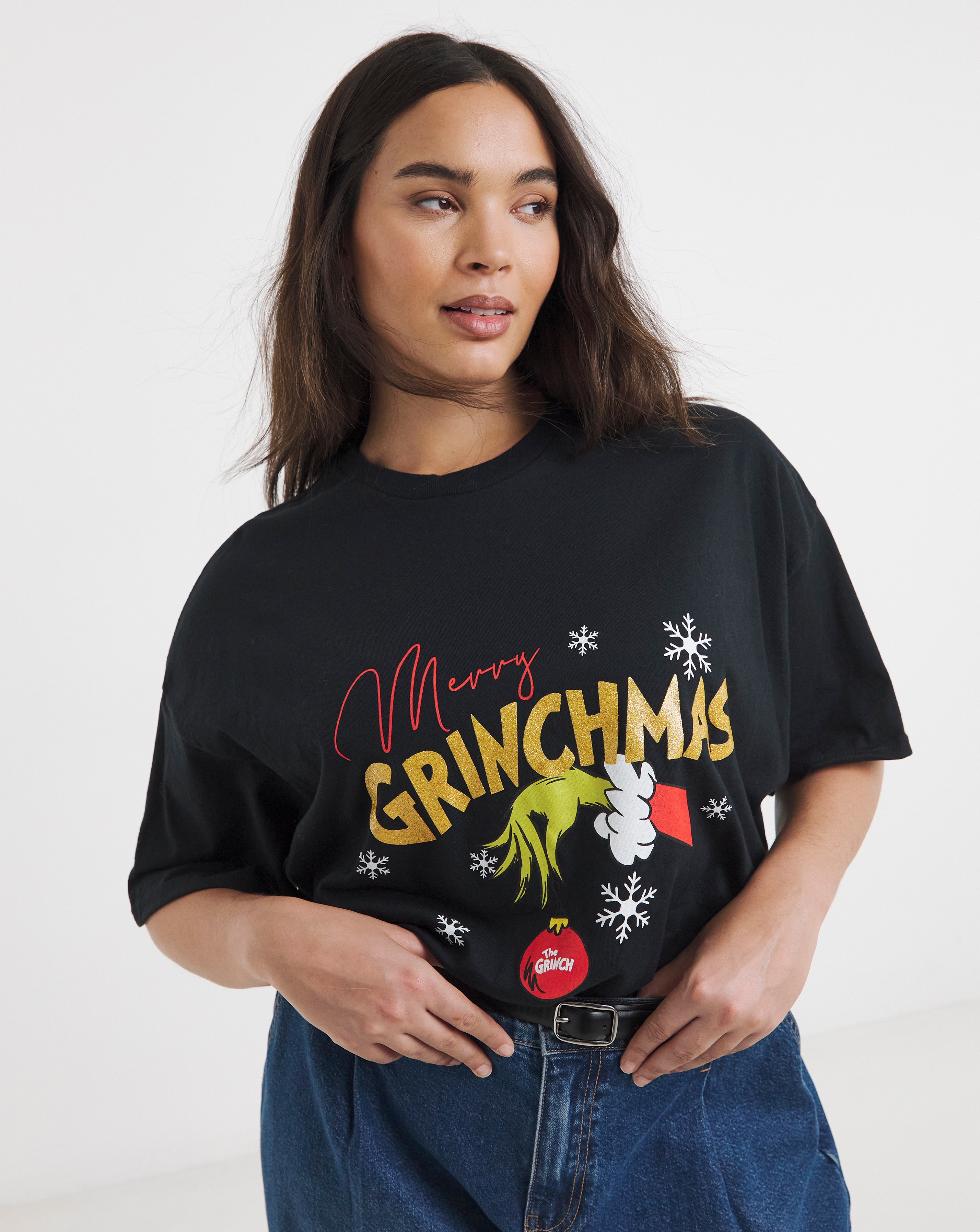 New In - Merry Grinchmas Glitter License T-Shirt