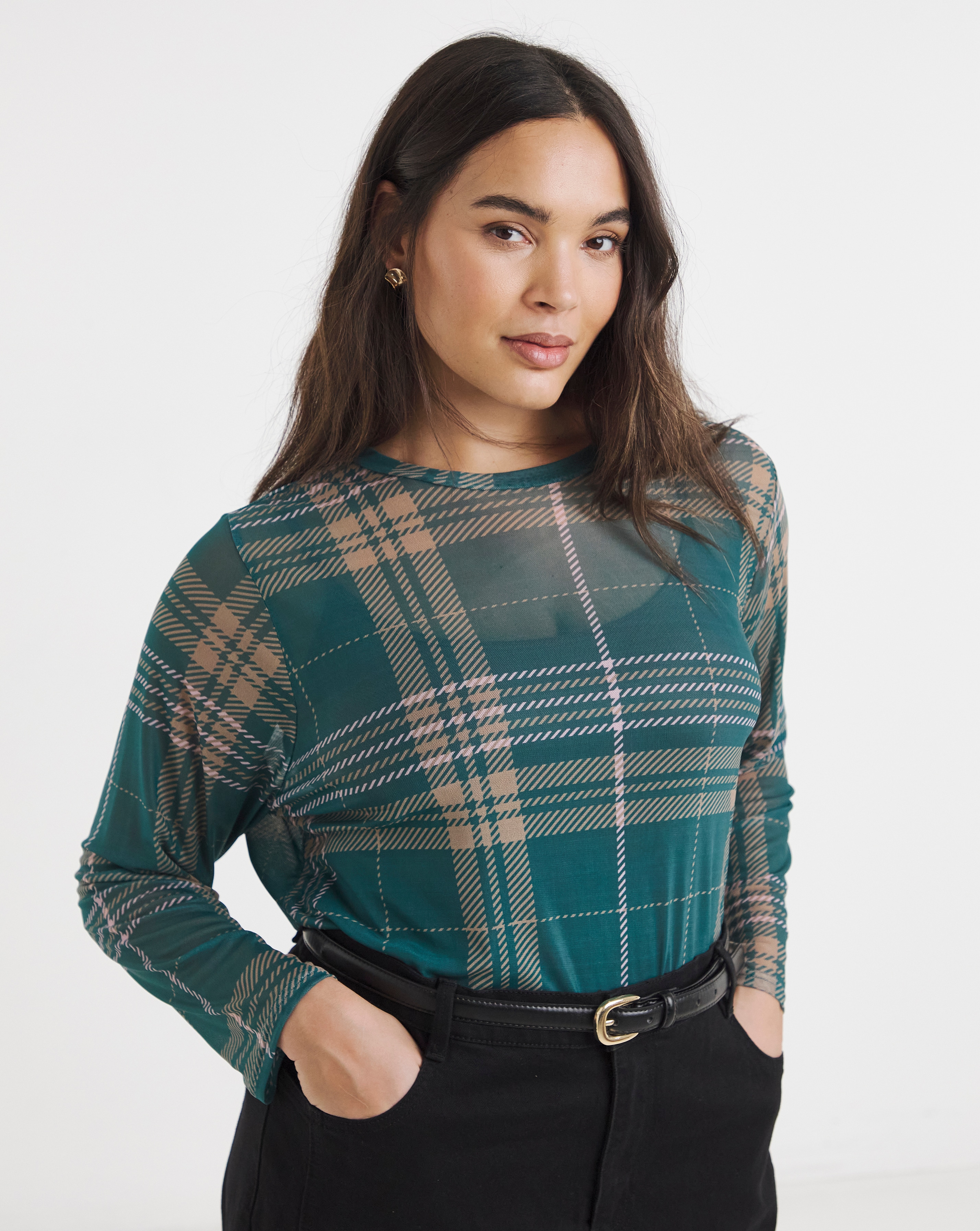 Long Sleeve Mesh Top
