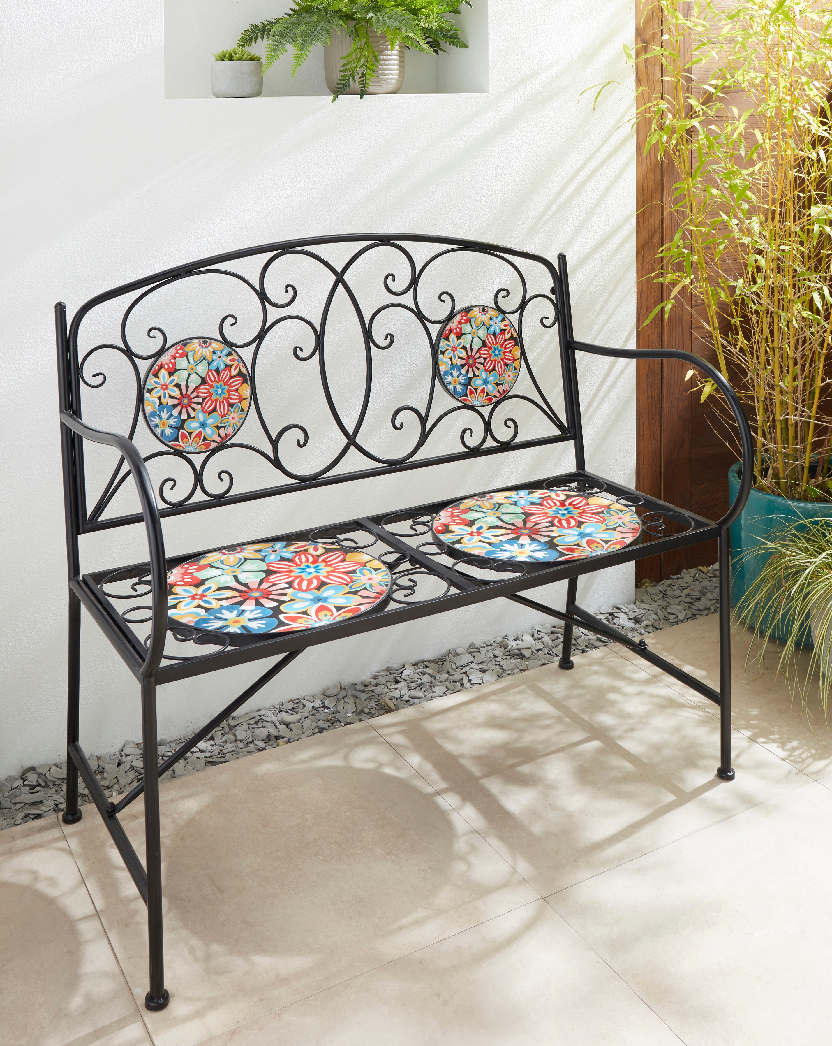 Floral Fiesta Mosaic Bench
