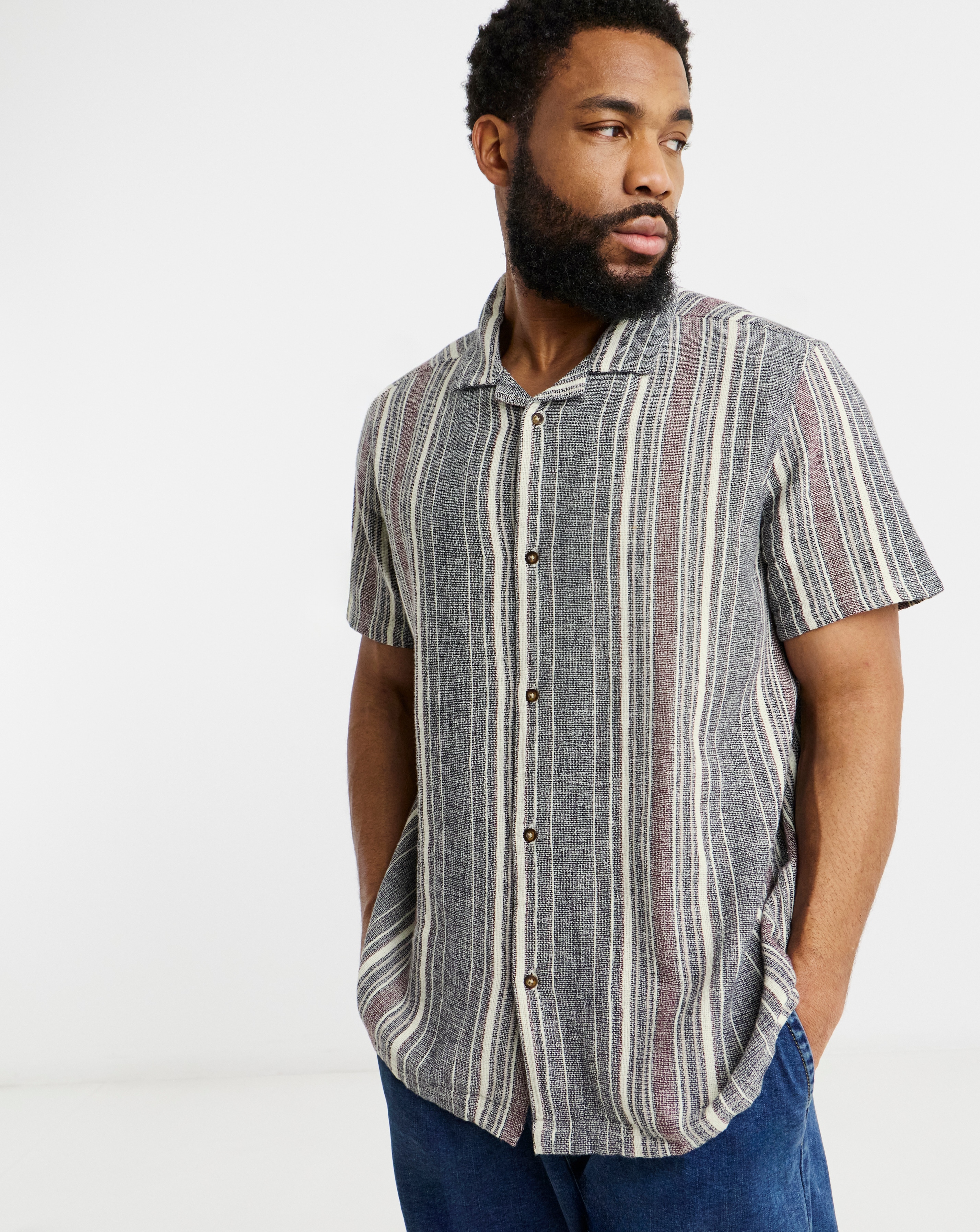 New In - Textured Stripe Co-ord Shirt