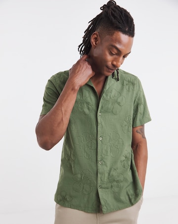 Revere Collar Floral Embroidered Co-ord Shirt