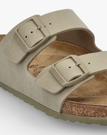 Birkenstock Mens Arizona Birko-Flor Faded Khaki Two Bar Mules Standard Width