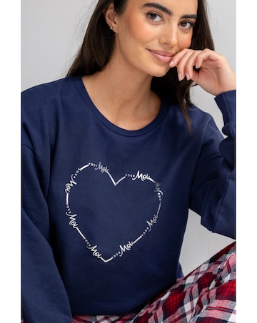 Pour Moi Pour Moi Logo Sweatshirt Cosy Check Pyjama Set