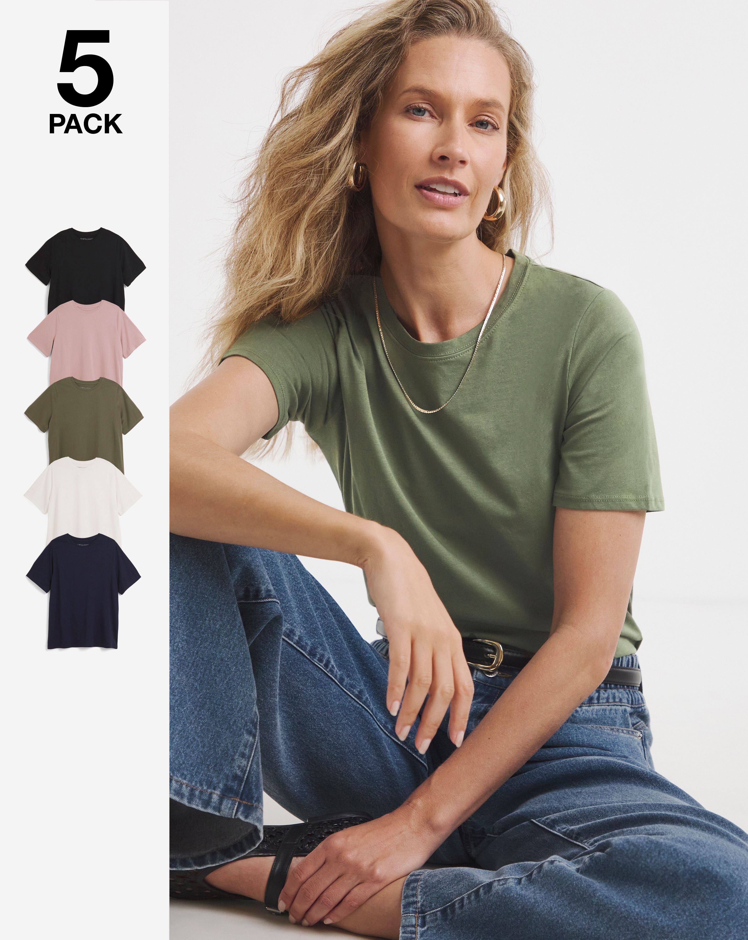 5 Pack Crew Neck Short Sleeve T-Shirt