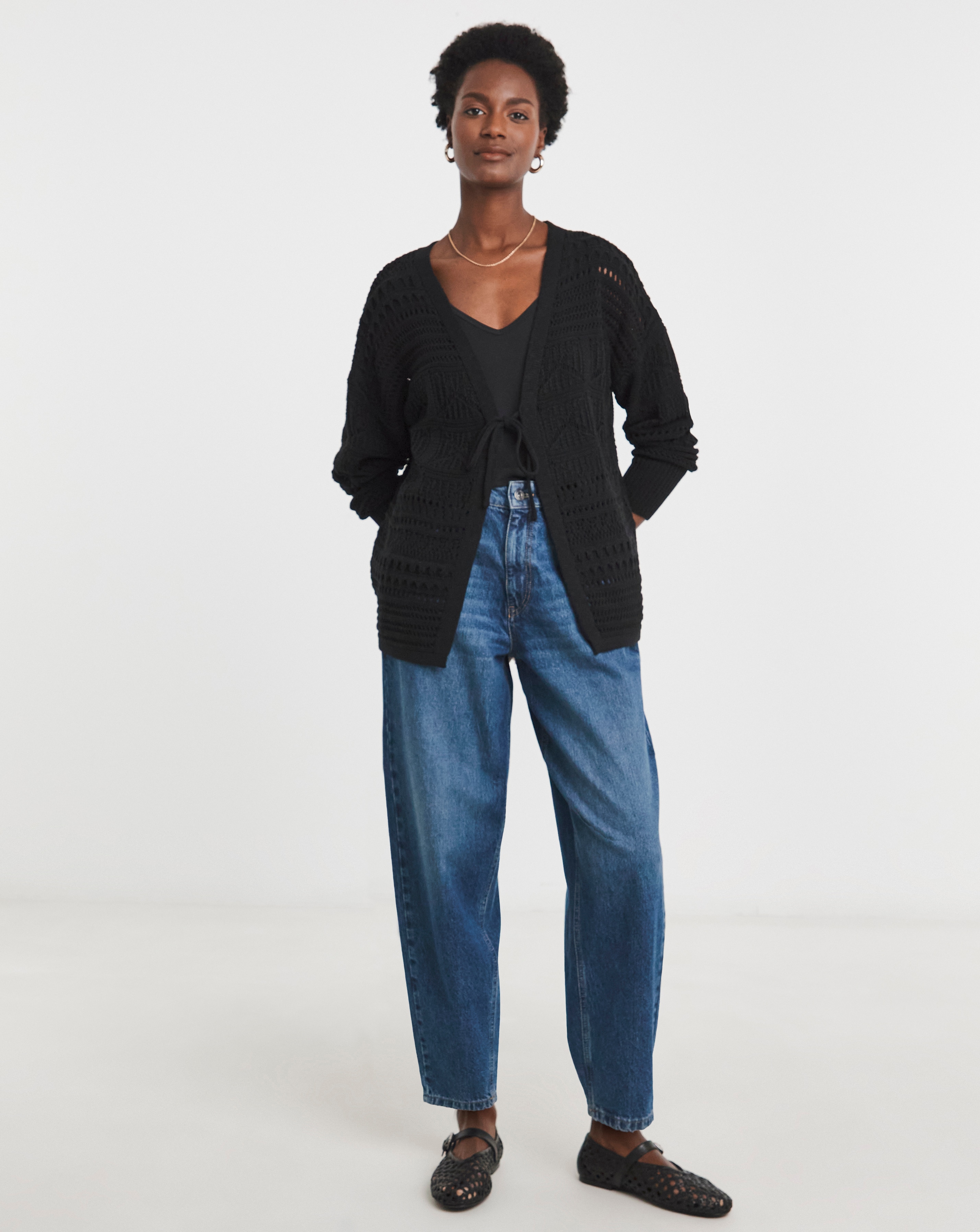 TIE FRONT CROCHET CARDIGAN