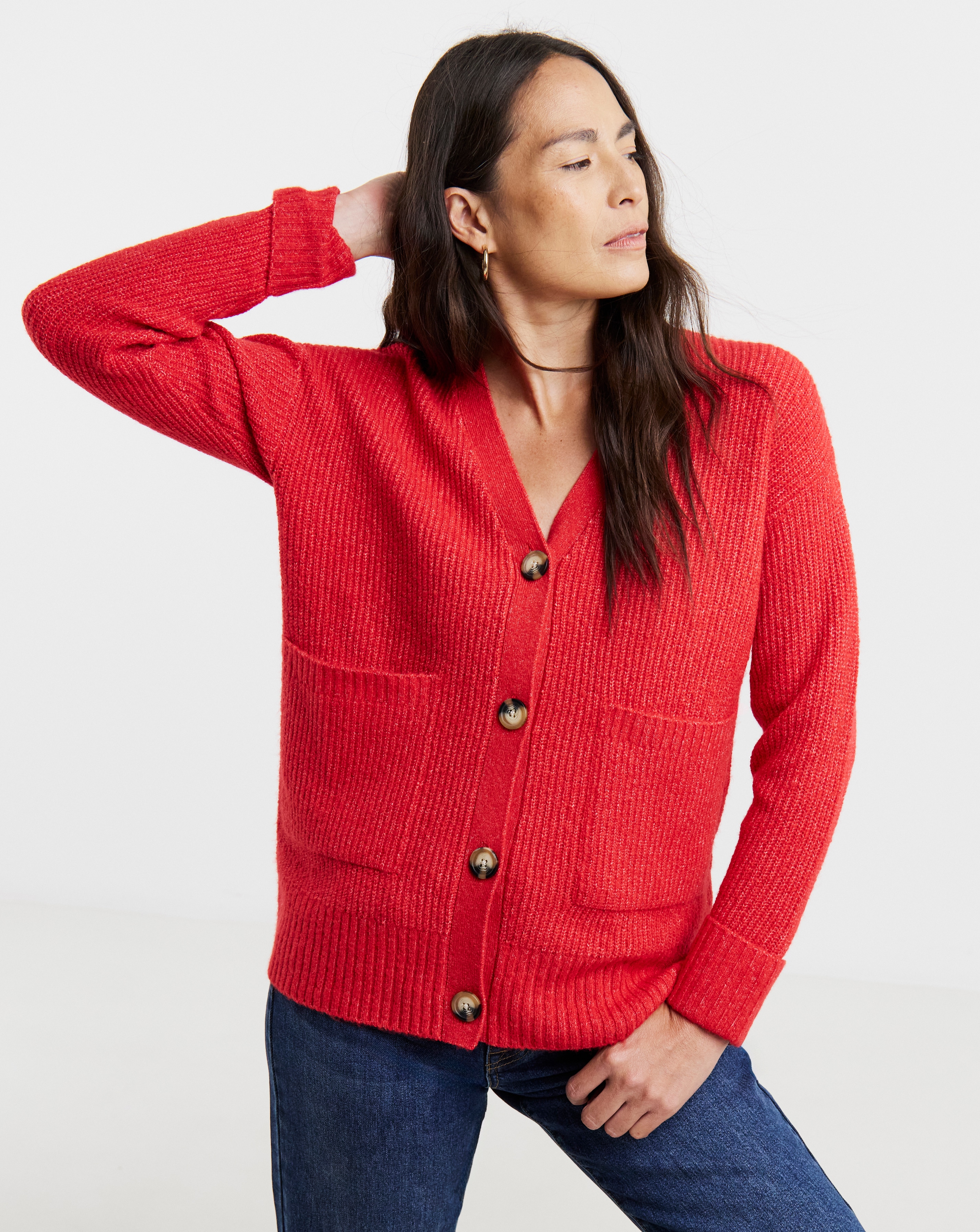 SPONGE BUTTON RIB CARDIGAN
