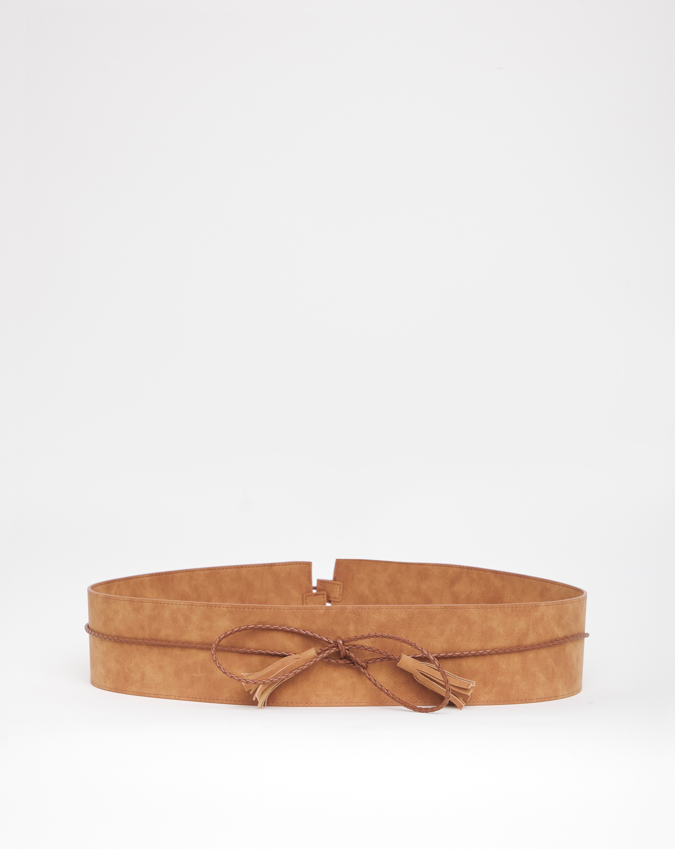 Tan Tassle Tie Waist Belt