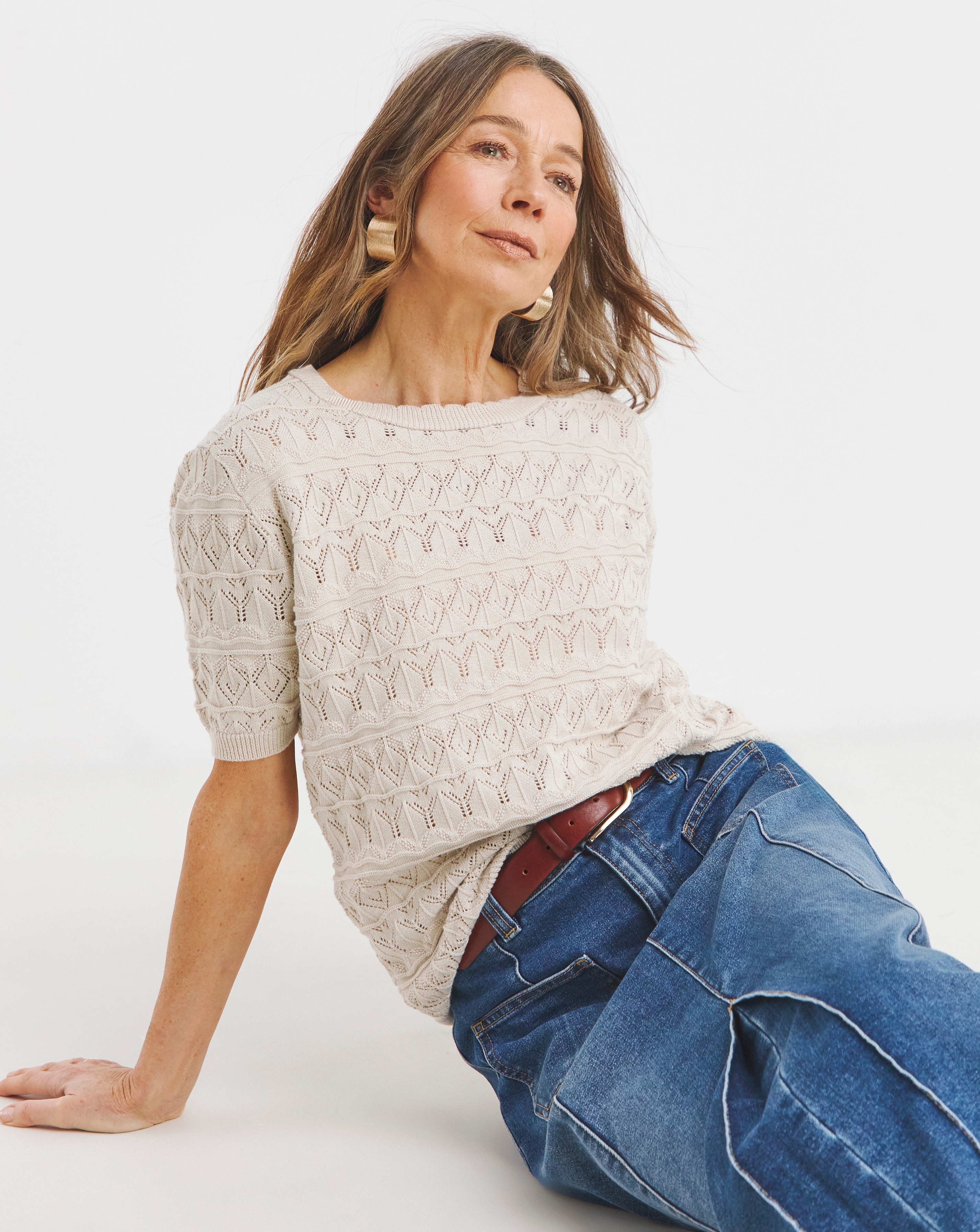 CROCHET SHORT SLEEVE JUMPER