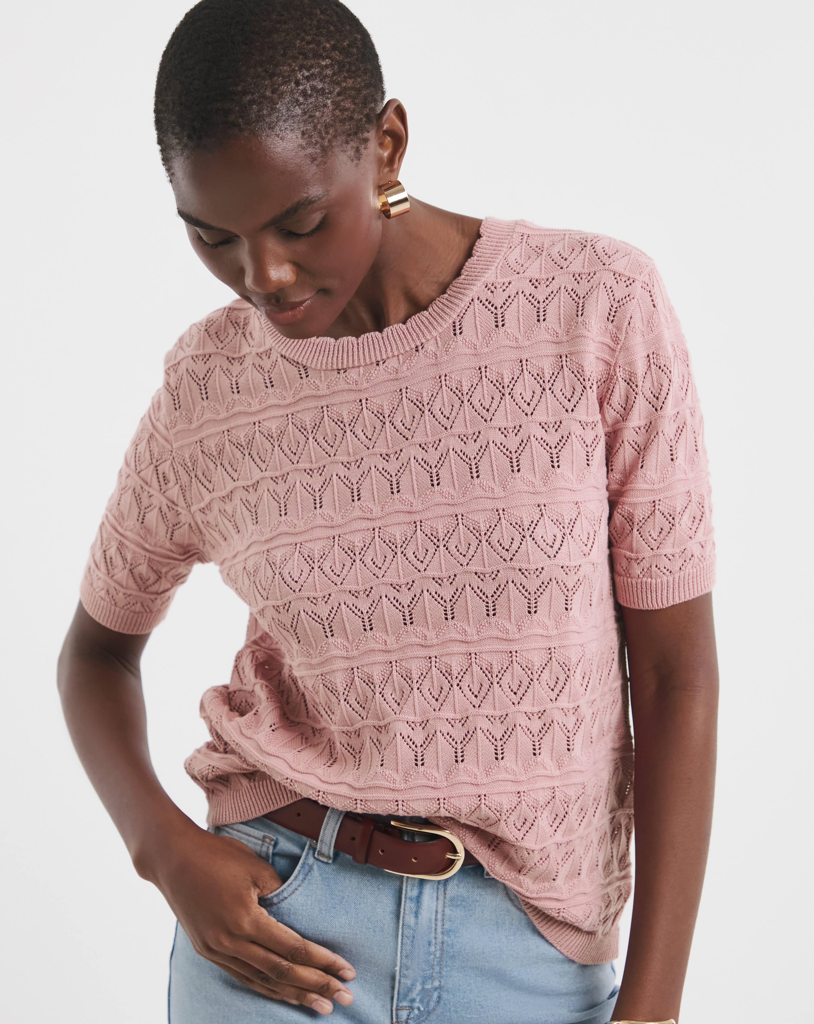 CROCHET SHORT SLEEVE JUMPER