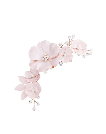 Jon Richard Rose Gold Plated Mabel Pink Flower And Pearl Clip