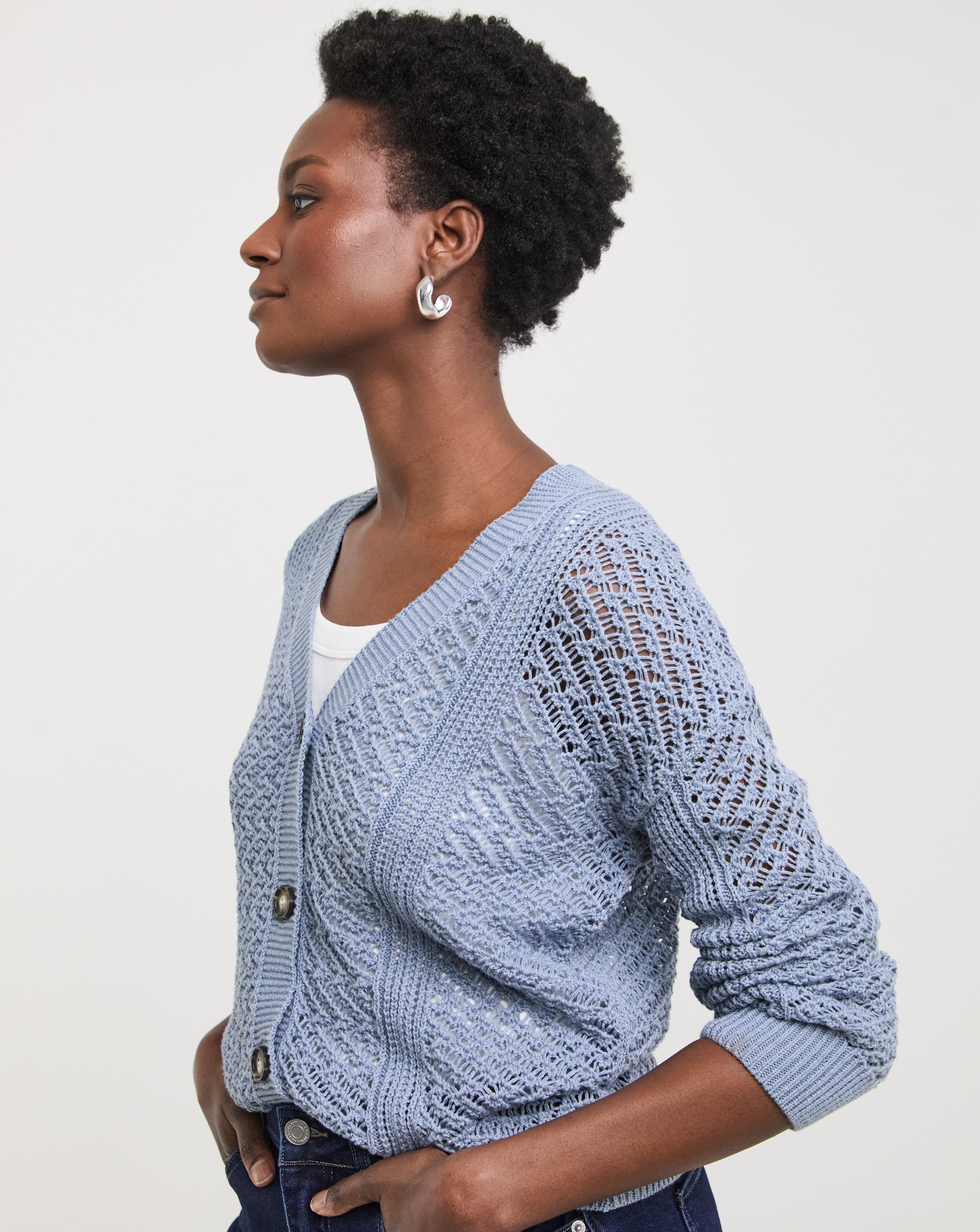 CROCHET BUTTON DOWN CARDIGAN