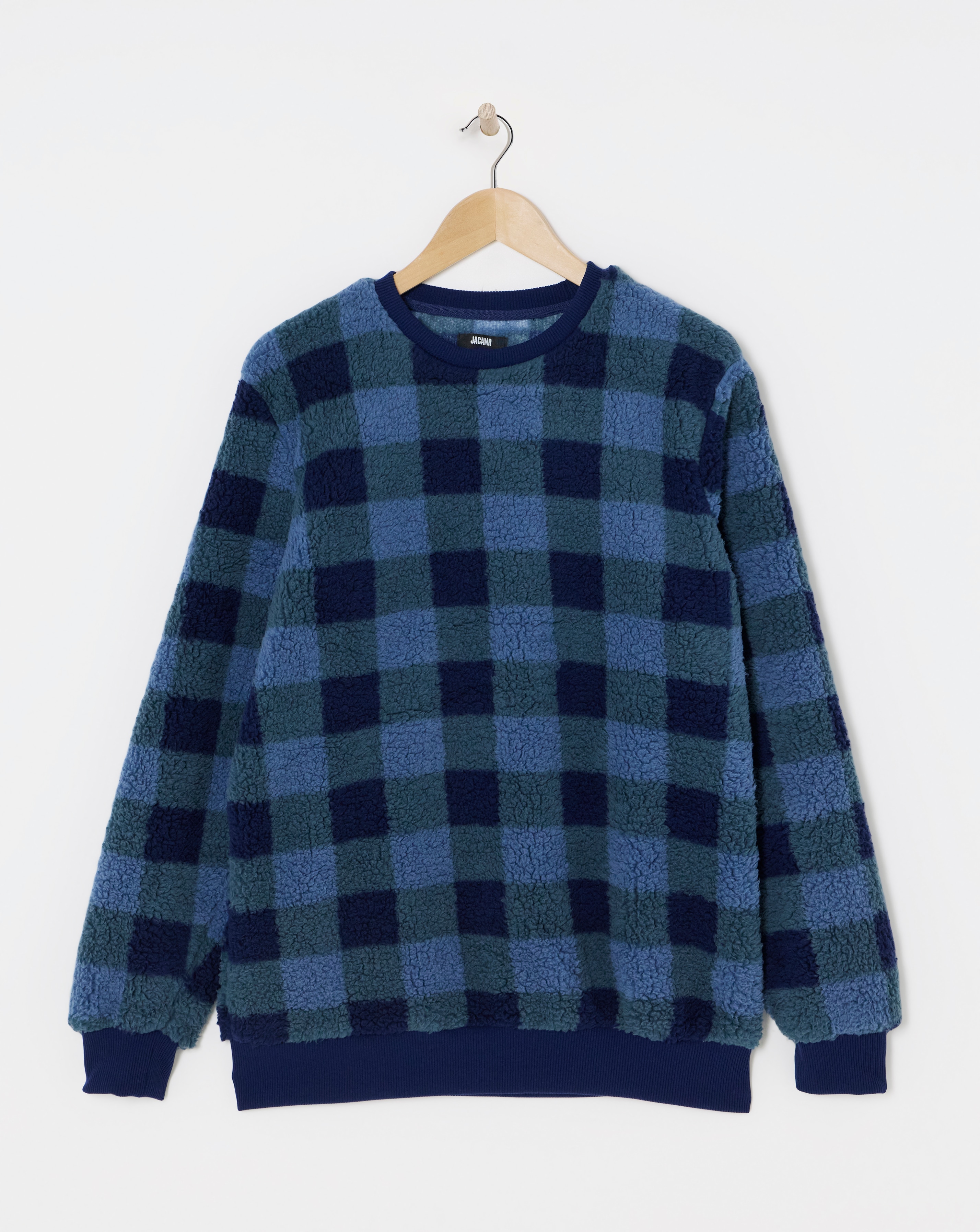 Borg Fleece Check Lounge Crew Jumper