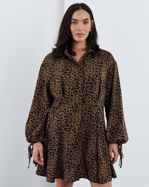 New In - Simply Be Leopard Shirt Dress