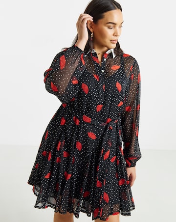 Simply Be Lips Print Shirt Dress