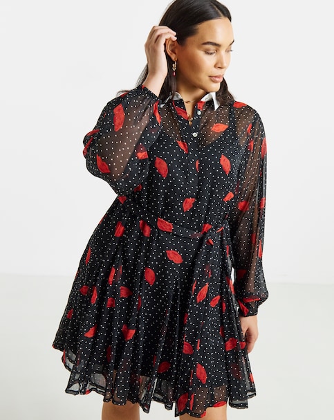 New In - Simply Be Lips Print Shirt Dress