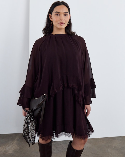 New In - Simply Be Chocolate Lace Skater Dress