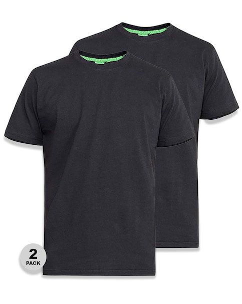 D555 Big & Tall Fenton Pack of 2 Crew Neck T-Shirt - Black