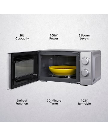 Abode 20 Litre Silver Manual Microwave