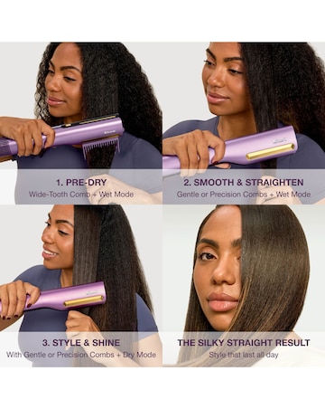 Shark SilkiPro Straight Hair Straightener + Dryer in One Tool HT401UKPU Purple