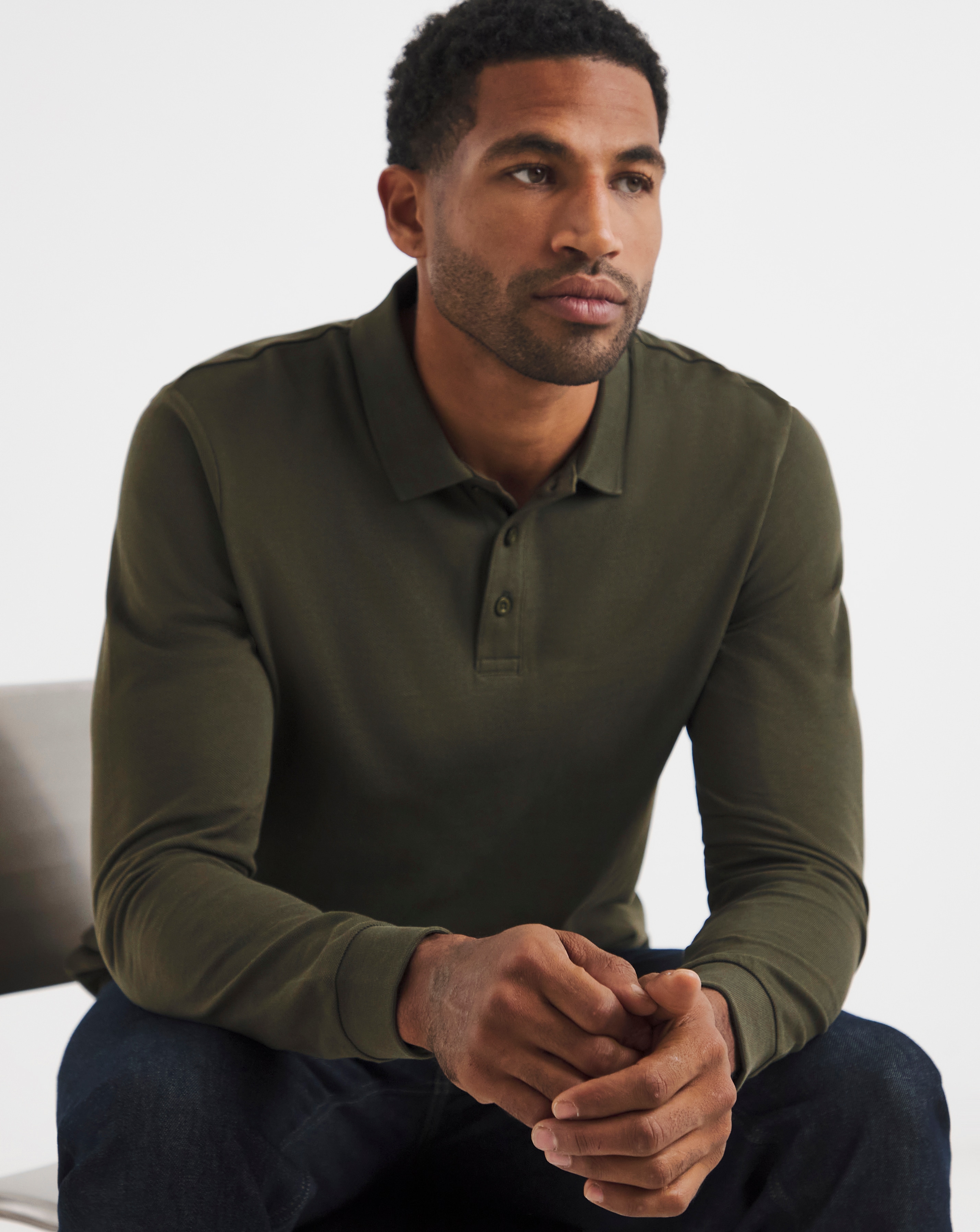 Pure Cotton Long Sleeve Pique Polo