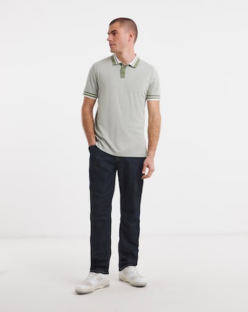 Tipped Jacquard Pique Polo Shirt Long
