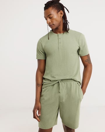 Marl Grandad T-Shirt And Short PJ Set