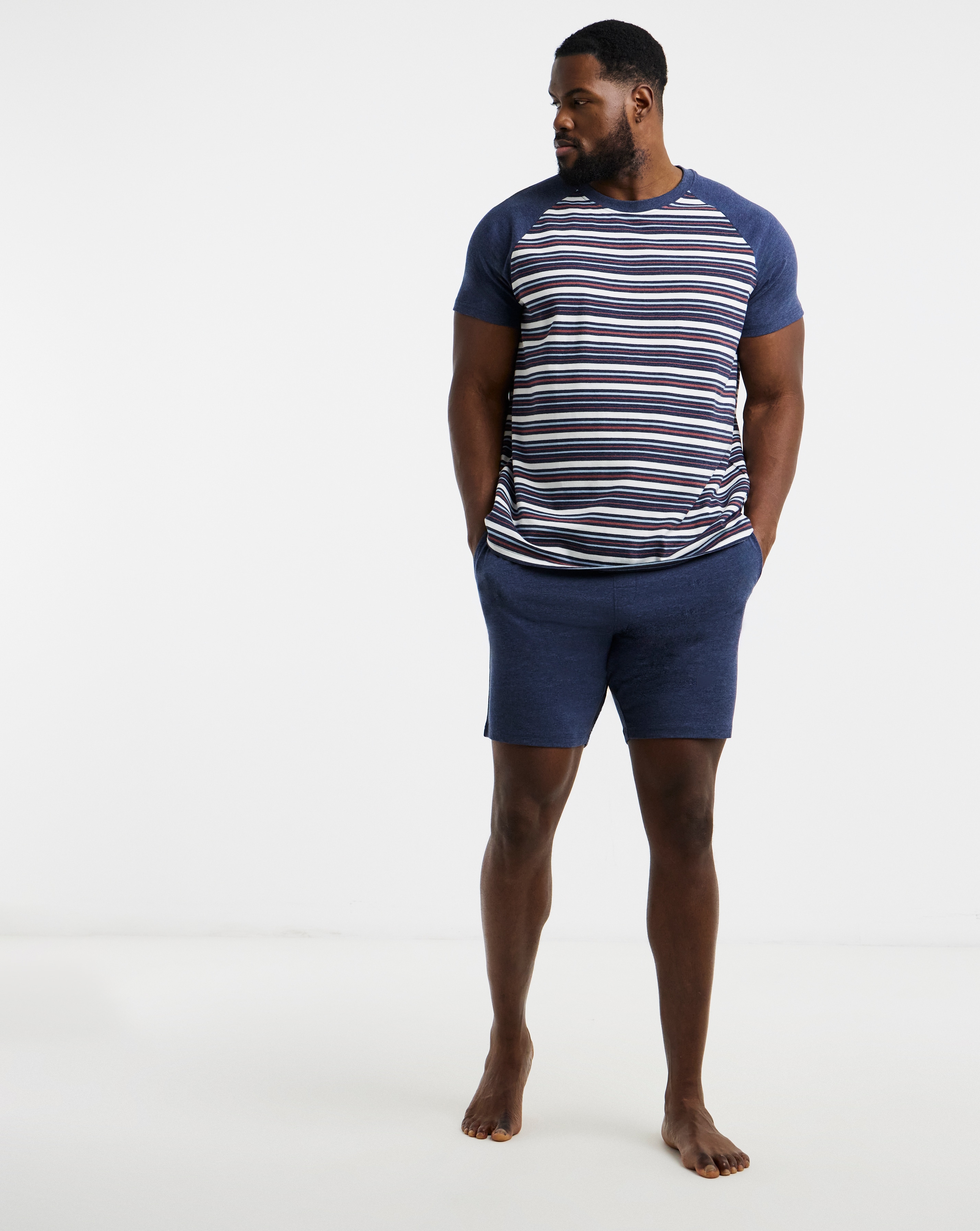 New In - Marl Stripe T-Shirt And Short PJ Set