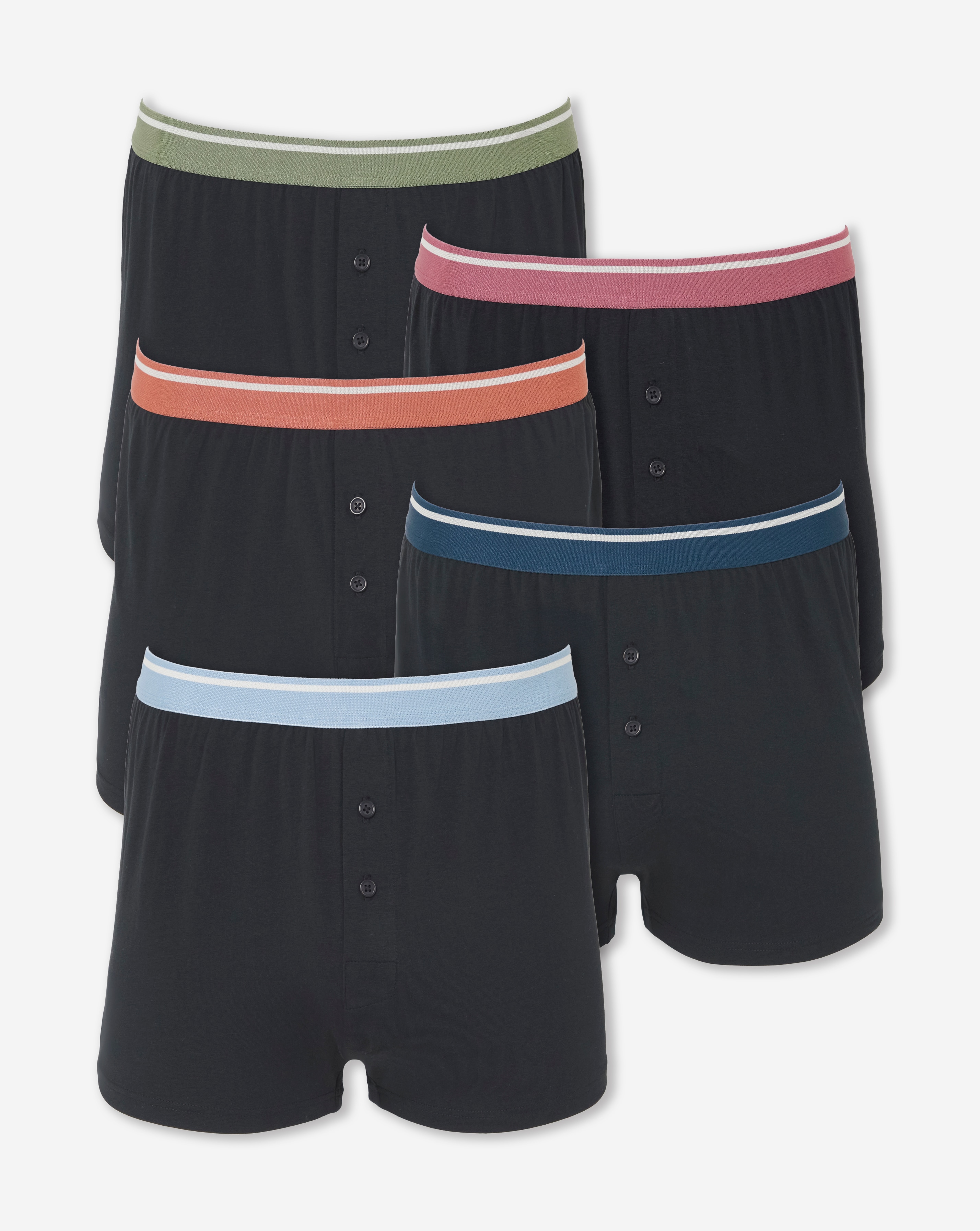 New In - 5 Pack Contrast Waist Loose Boxers
